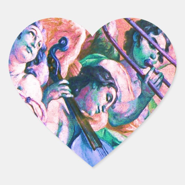 Heavenly Music Band Heart Sticker (Front)