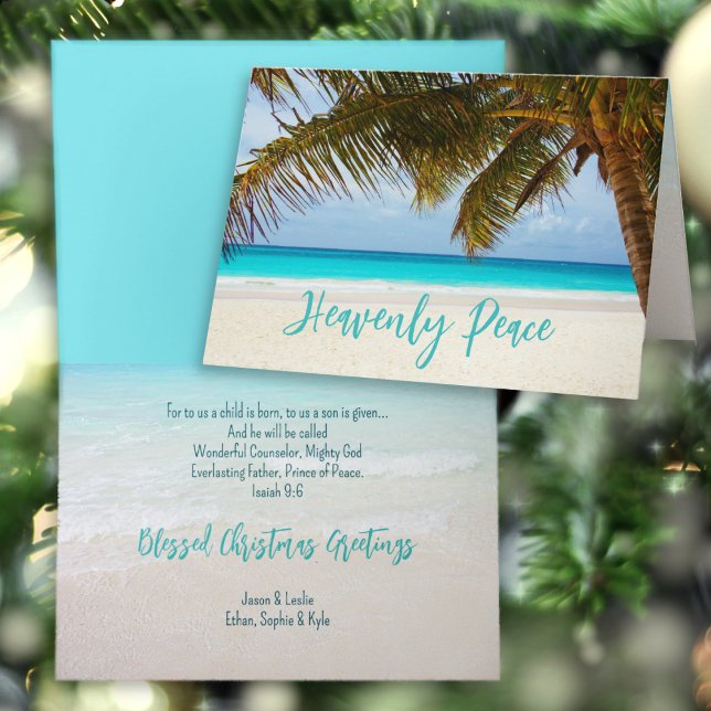 Heavenly Peace Palm Tree Beachside Christmas Holiday Card (Creator Uploaded)