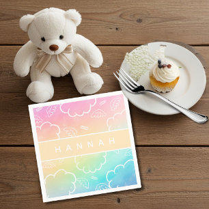  Heavenly Personalized Name Halo Cloud Rainbow   Napkins