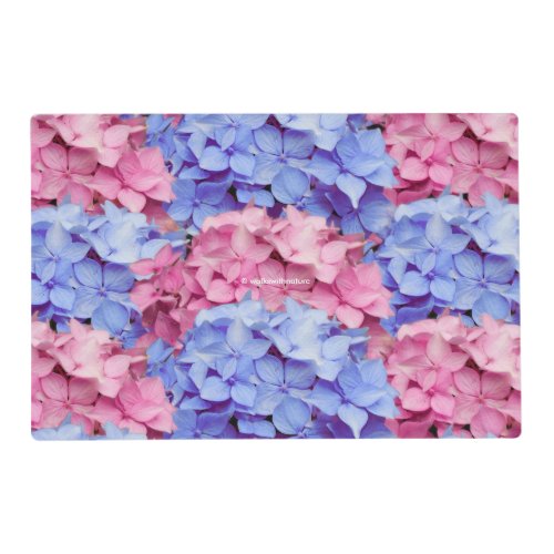 Heavenly Pink and Baby Blue Hydrangeas Placemat