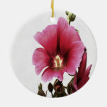 Heavenly Pink Hollyhock Malva Flower Floral  Ceramic Ornament