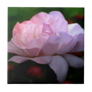 Heavenly Pink Rose Floral Art Ceramic Tile