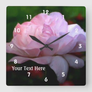 Heavenly Pink Rose Flower Art Personalized Square Wall Clock
