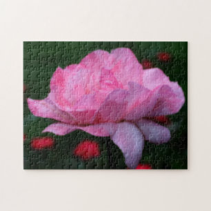 Heavenly Pink Rose Flower Orton Effect Jigsaw Puzzle