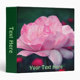 Heavenly Pink Rose Flower Personalized 3 Ring Binder