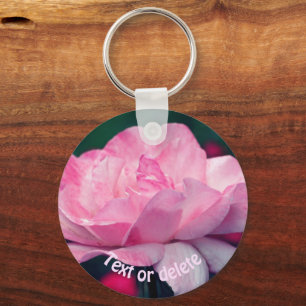 Heavenly Pink Rose Flower Personalized Keychain