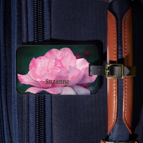 Heavenly Pink Rose Flower Personalized Luggage Tag