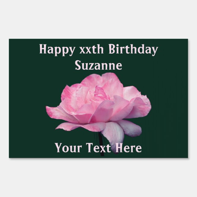 Heavenly Pink Rose Personalized Birthday Sign (Front)