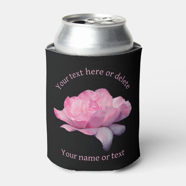 Heavenly Pink Rose Personalized  Can Cooler (Can Front)