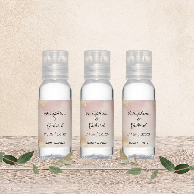 Heavenly Pink Watercolor Wedding Hand Sanitizers (Creator Uploaded)