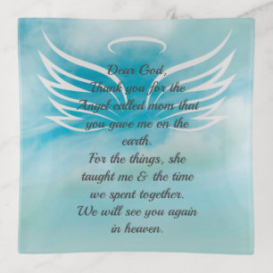 Heavenly Prayer Angel Deceased Mother Blue Sky Trinket Tray