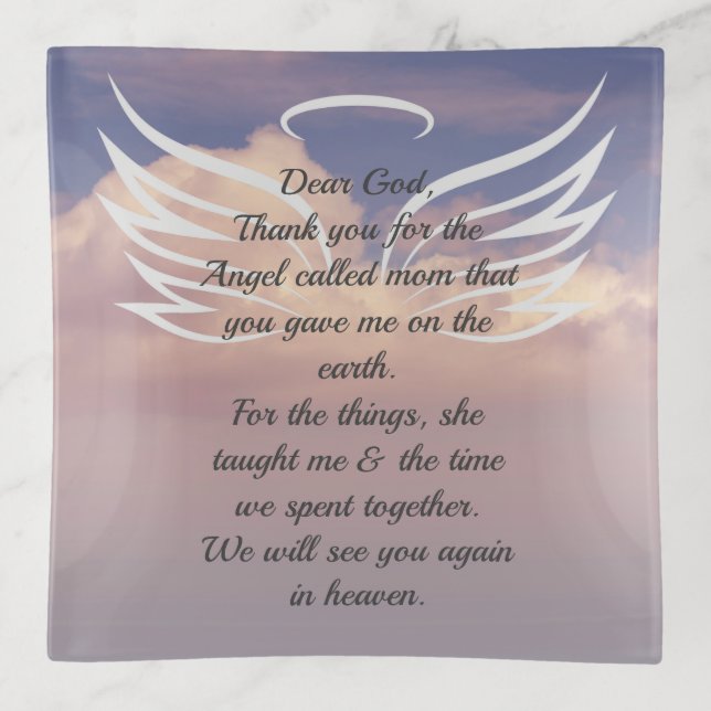 Heavenly Prayer Angel Deceased Mother Trinket Tray (Front)