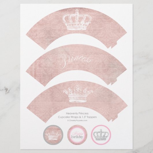 Heavenly Princess Cupcake Wraps & Toppers (Front)