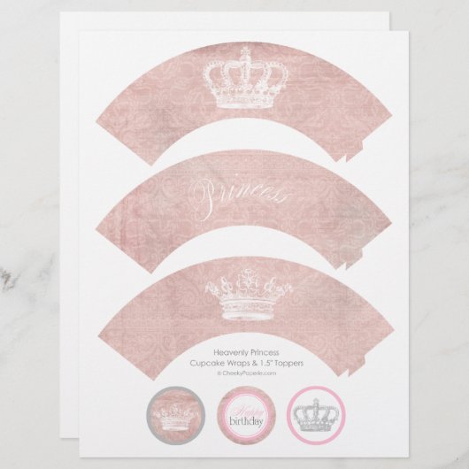 Heavenly Princess Cupcake Wraps & Toppers (Front/Back)