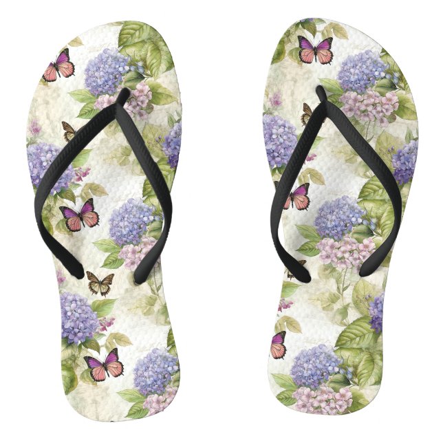 Heavenly Purple Hydrangea Harmony Flip Flops (Footbed)