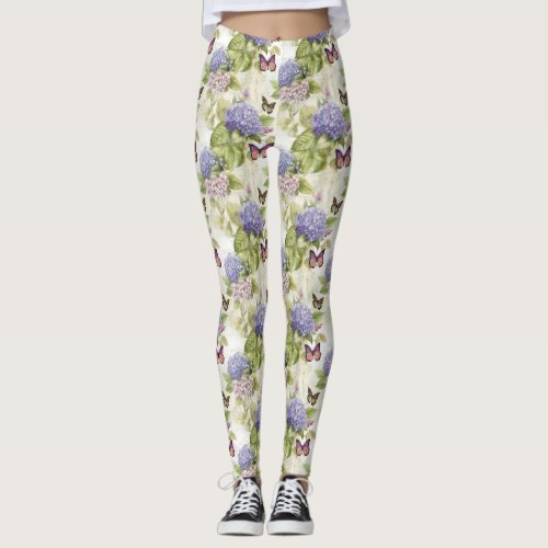 Heavenly Purple Hydrangea Harmony Leggings