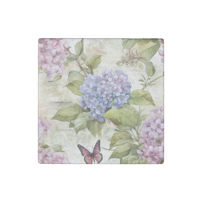Heavenly Purple Hydrangea Harmony  Stone Magnet (Front)