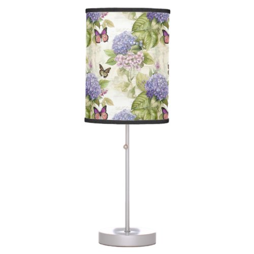 Heavenly Purple Hydrangea Harmony   Table Lamp