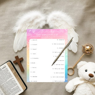 Heavenly Rainbow Biblical Baby Names Match-Up   Invitation