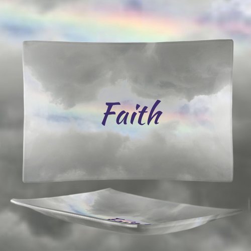 Heavenly Rainbow in Storm Clouds Trinket Tray