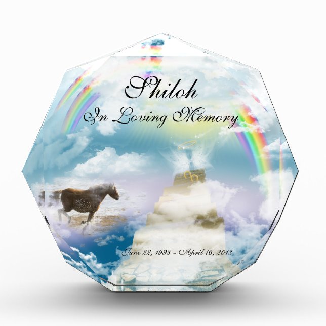Heavenly Rainbow Pet Horse Memorial Acrylic Award (Front)