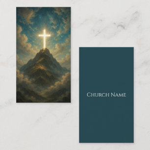 Heavenly Religious Cross on a Mountain Peak Business Card
