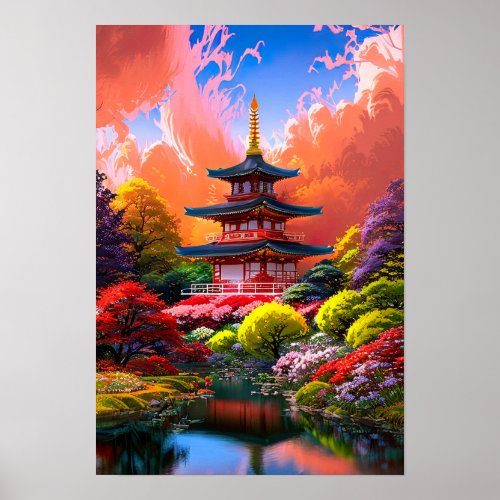 Heavenly Retreat Japanese Pagoda Poster