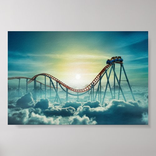 Heavenly roller coaster _ amusement park poster