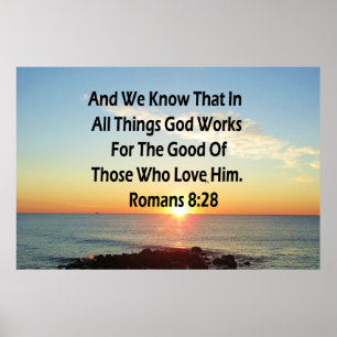 HEAVENLY ROMANS 8:28 BIBLE VERSE POSTER