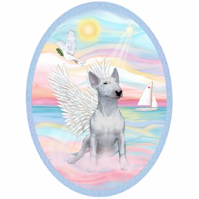 Heavenly Sea - White Bull Terrier 1 Statuette (Front)