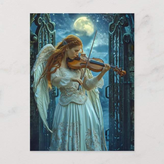Heavenly Serenity Female Angel with a Violin Postcard (Front)