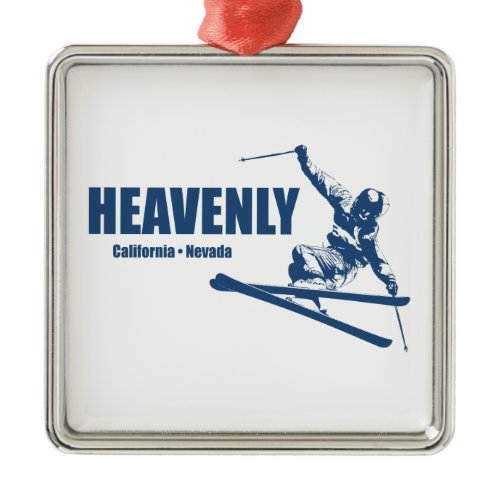 Heavenly Ski Resort California Nevada Skier Metal Ornament