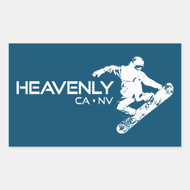 Heavenly Ski Resort California Nevada Snowboarder Rectangular Sticker (Front)