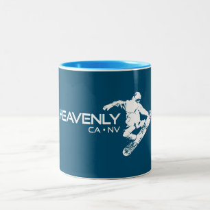 Heavenly Ski Resort California Nevada Snowboarder Two-Tone Coffee Mug