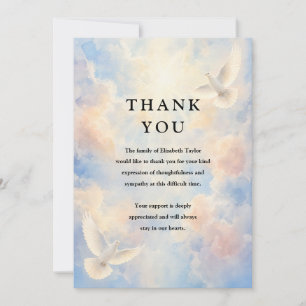 Heavenly Sky Dove Celebration of Life Funeral Thank You Card