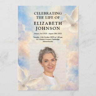 Heavenly Sky Dove Funeral Order Of Service  Program