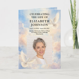 Heavenly Sky Funeral Memorial Order Of Service Program