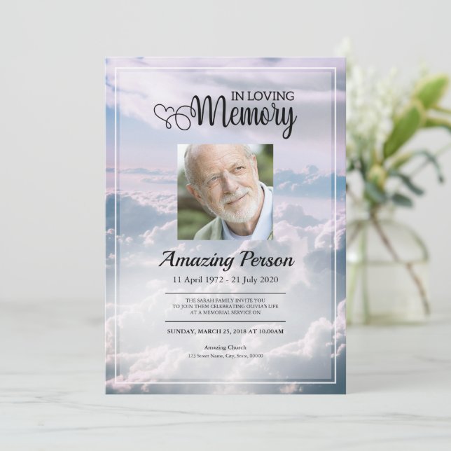 Heavenly sky Funeral order of service Invitation (Standing Front)