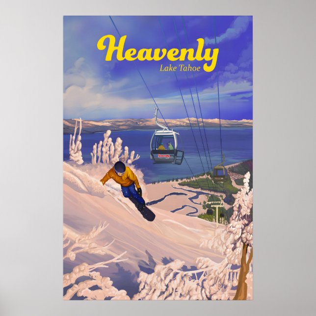 Heavenly Snowboarding Travel Poster (Front)