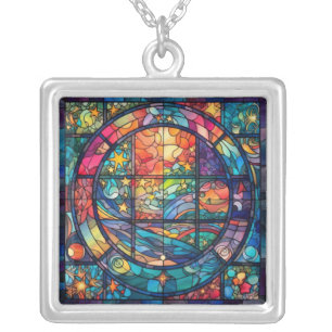 Heavenly Stained Glass Artwork Necklace
