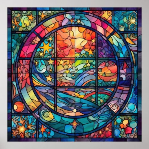 Heavenly Stained Glass Artwork Poster