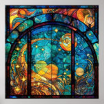 Heavenly Stained Glass Artwork Poster at Zazzle