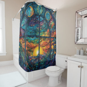 Heavenly Stained Glass Artwork Shower Curtain
