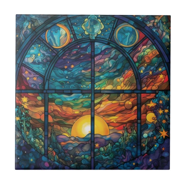 Heavenly Stained Glass Artwork Tile (Front)