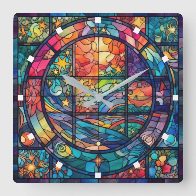 Heavenly Stained Glass Artwork Wall Clock (Front)