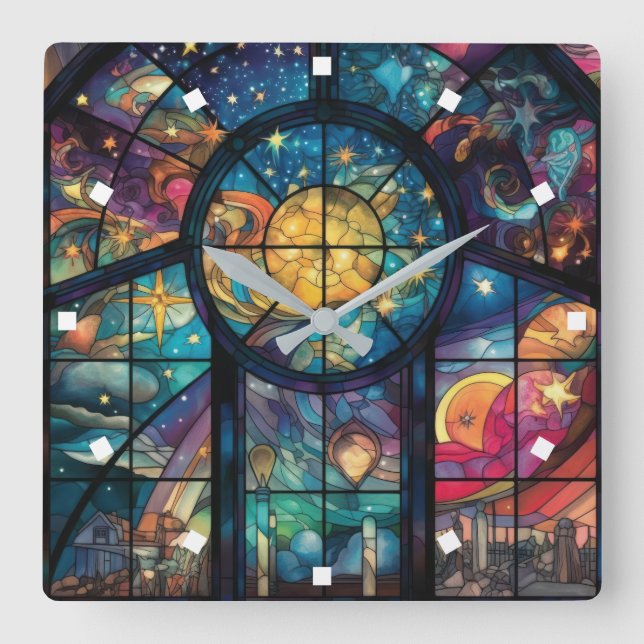 Heavenly Stained Glass Artwork Wall Clock (Front)