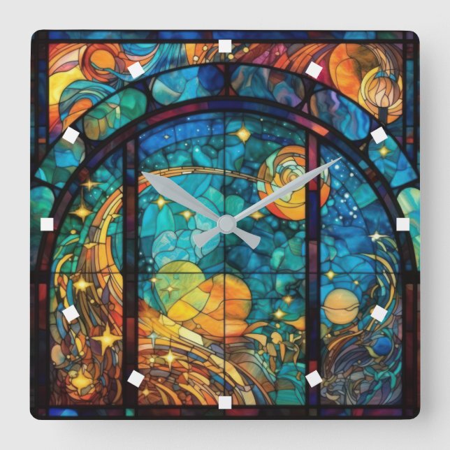 Heavenly Stained Glass Artwork Wall Clock (Front)