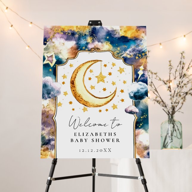 Heavenly Star Celestial Baby Shower Welcome Sign (In Situ (Stand))