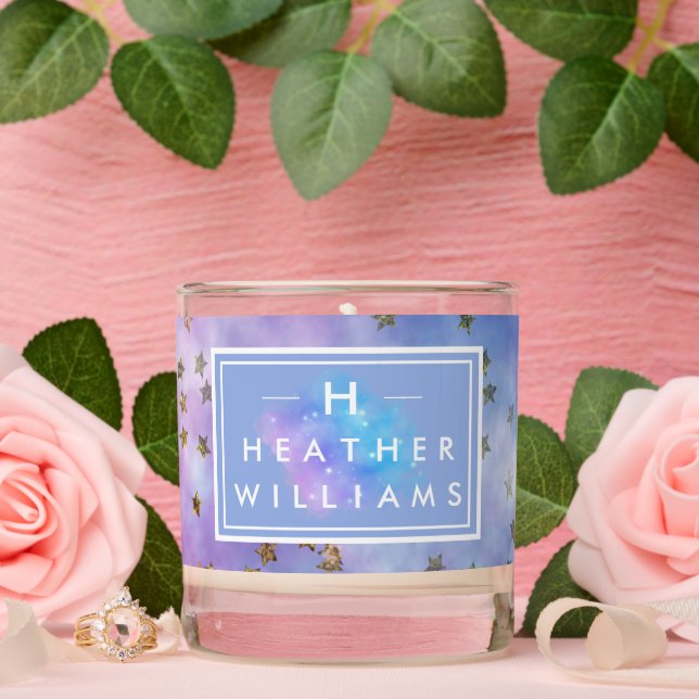 Heavenly Stars Vanilla Scented Monogram Candle (Wedding)