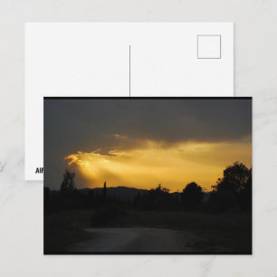 Heavenly Sun Rays in Sky Landscape Postcard